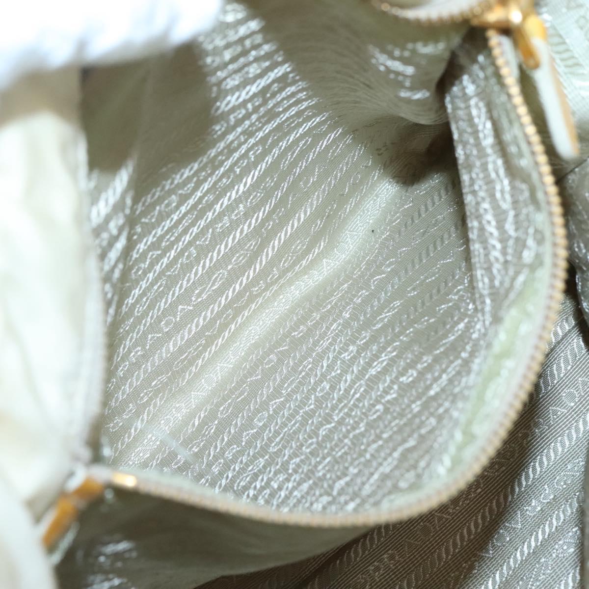 PRADA Hand Bag Nylon White Gold Auth sw500