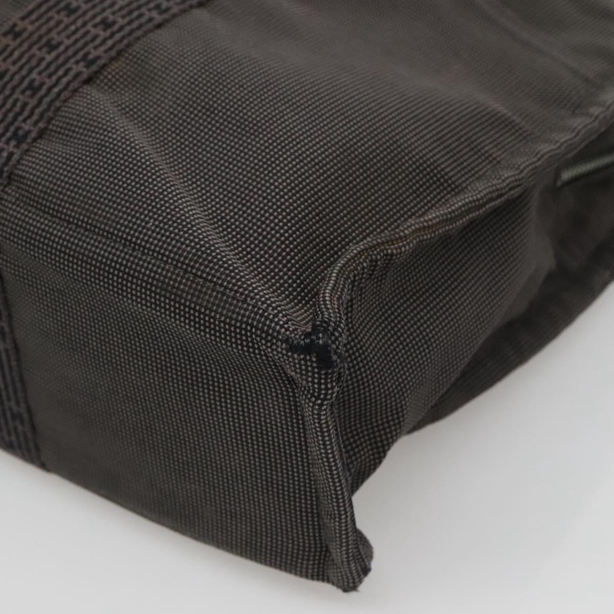 HERMES Her Line MM Hand Bag Canvas Gray Auth sw509