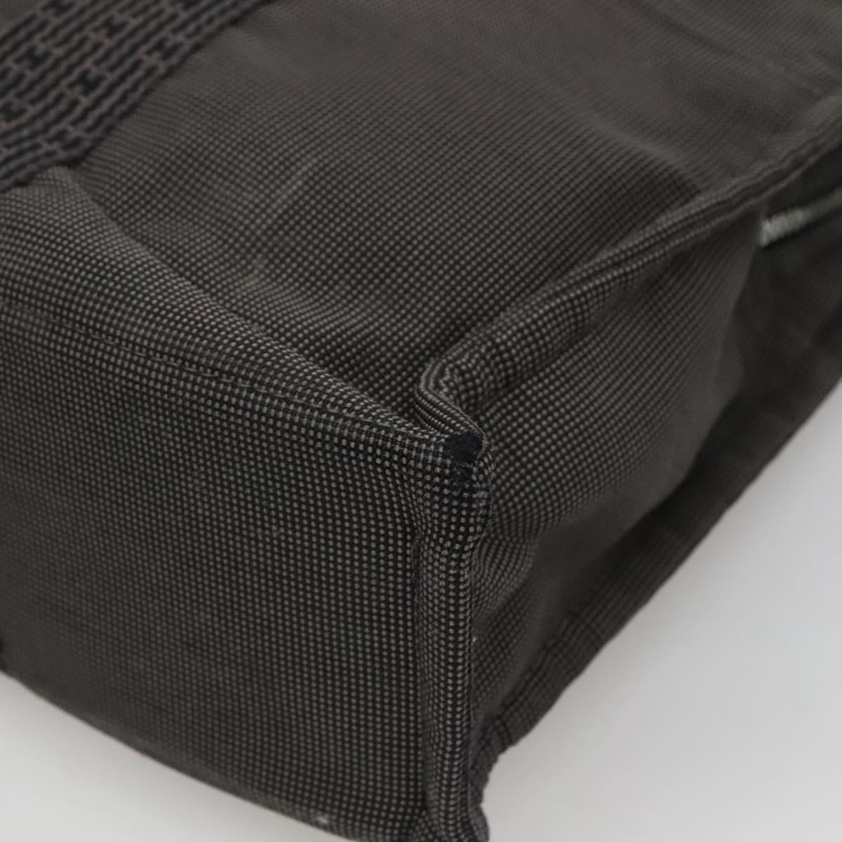 HERMES Her Line MM Hand Bag Canvas Gray Auth sw509