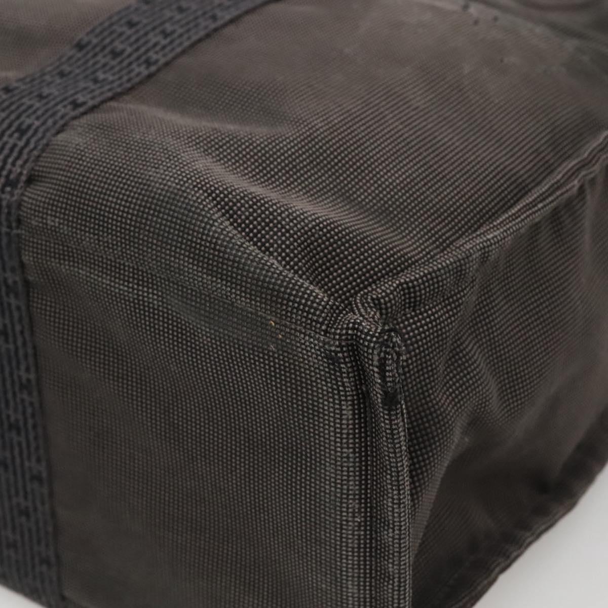 HERMES Her Line MM Hand Bag Canvas Gray Auth sw510