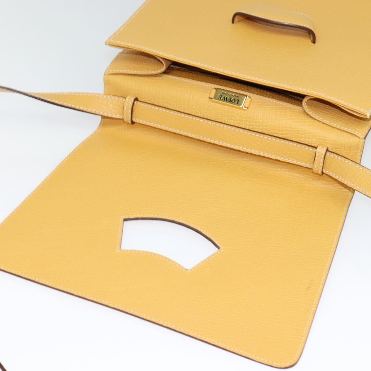 LOEWE Barcelona Hand Bag Leather 2way Yellow Auth sw518