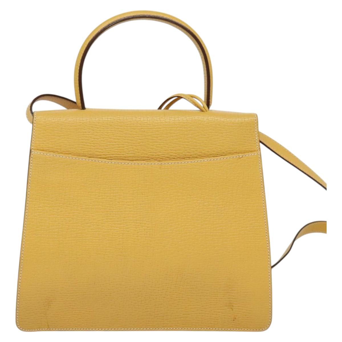 LOEWE Barcelona Hand Bag Leather 2way Yellow Auth sw518