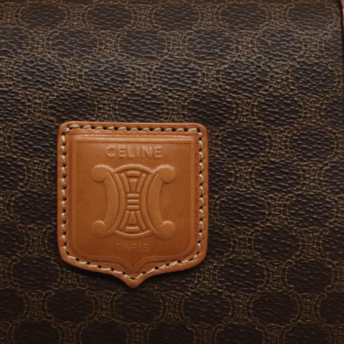 CELINE Macadam Canvas Hand Bag PVC Leather Brown Gold Auth sw521