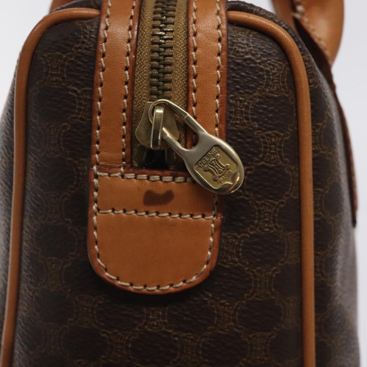 CELINE Macadam Canvas Hand Bag PVC Leather Brown Gold Auth sw521