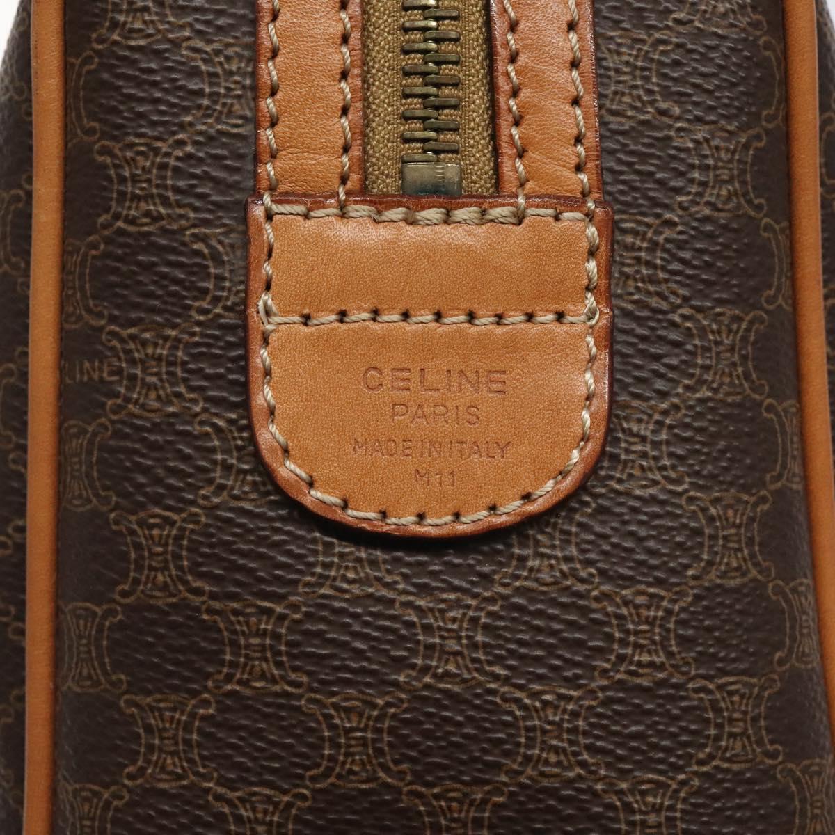 CELINE Macadam Canvas Hand Bag PVC Leather Brown Gold Auth sw521