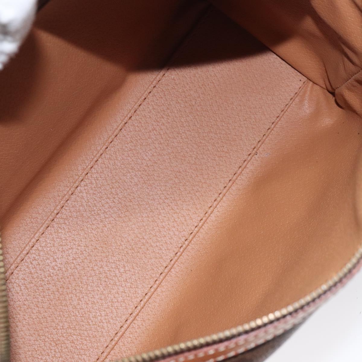 CELINE Macadam Canvas Hand Bag PVC Leather Brown Gold Auth sw521