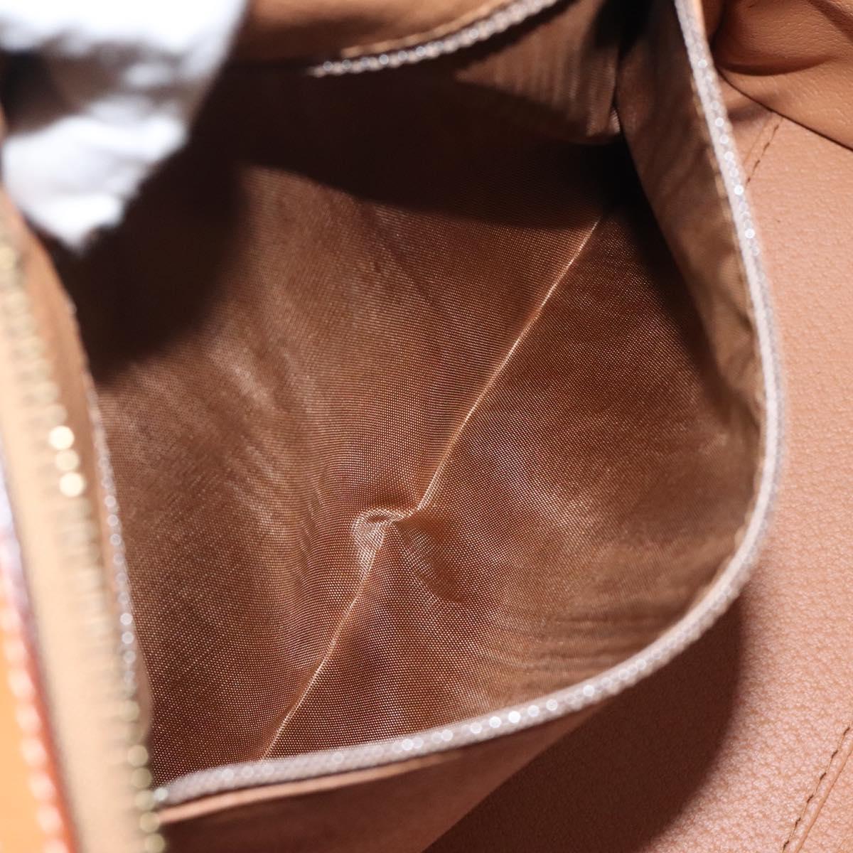 CELINE Macadam Canvas Hand Bag PVC Leather Brown Gold Auth sw521