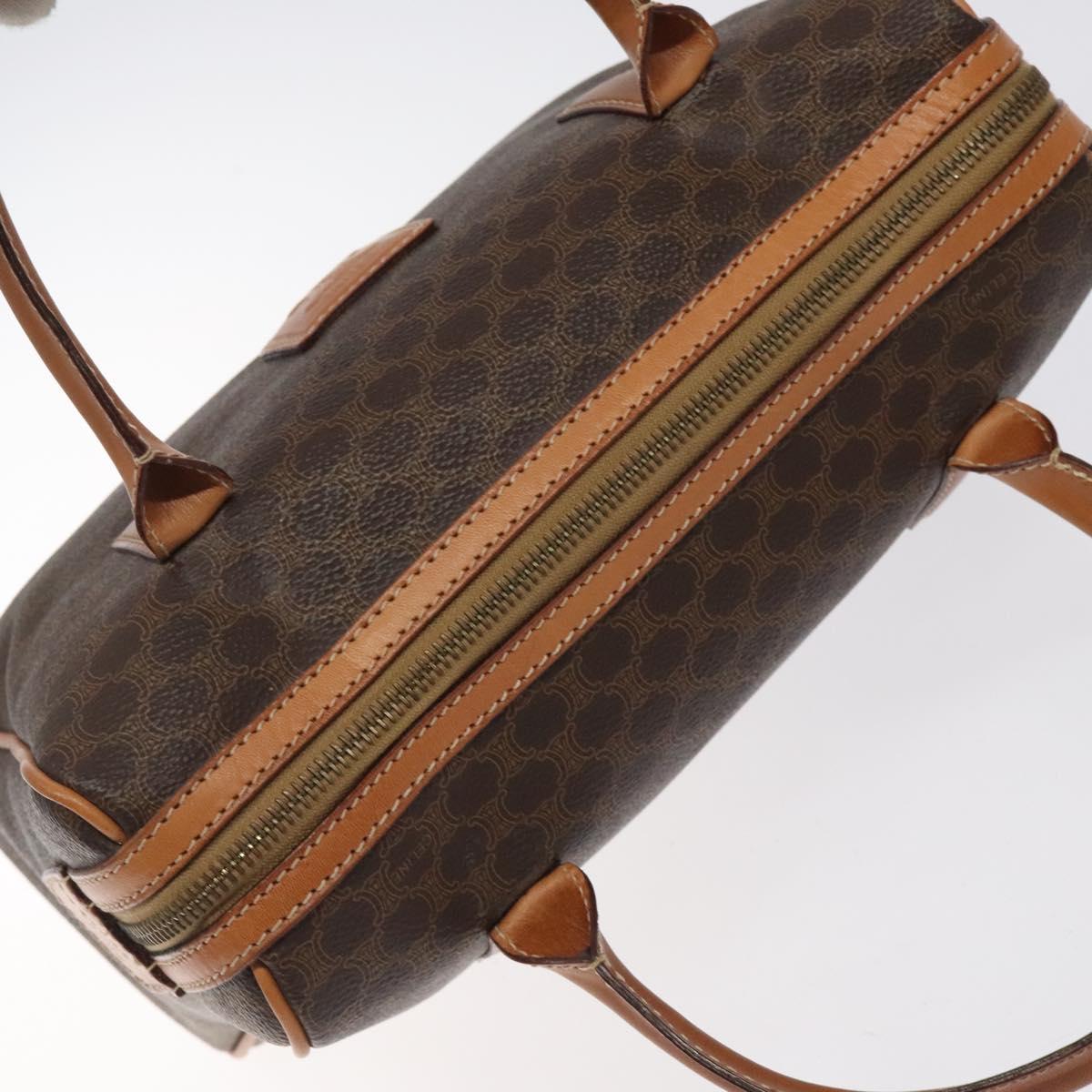 CELINE Macadam Canvas Hand Bag PVC Leather Brown Gold Auth sw521