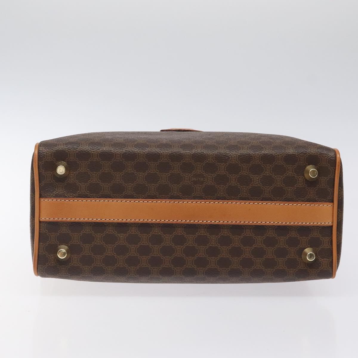 CELINE Macadam Canvas Hand Bag PVC Leather Brown Gold Auth sw521