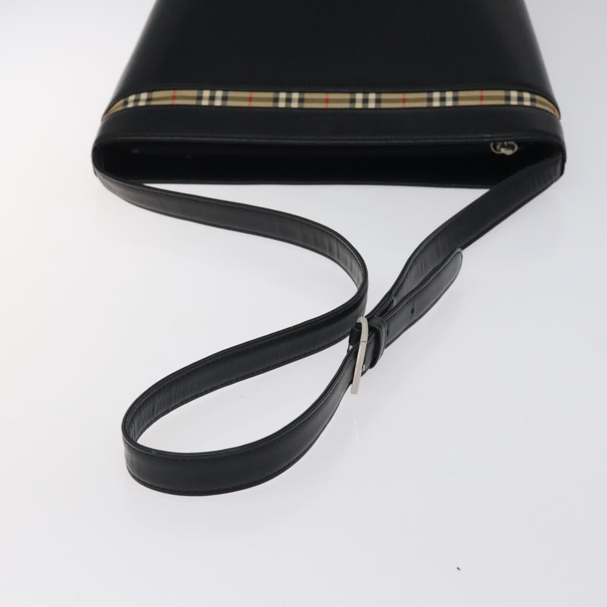 BURBERRY Shoulder Bag Leather Black Auth sw524