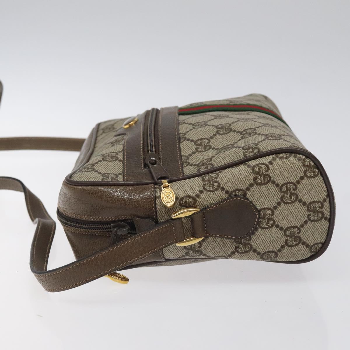 GUCCI GG Supreme Web Sherry Line Bag PVC Leather Beige Gold 14 02 005 Auth sw526