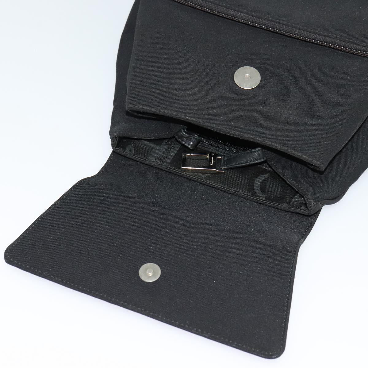 Salvatore Ferragamo Vala Chain Backpack Canvas Black Auth sw532