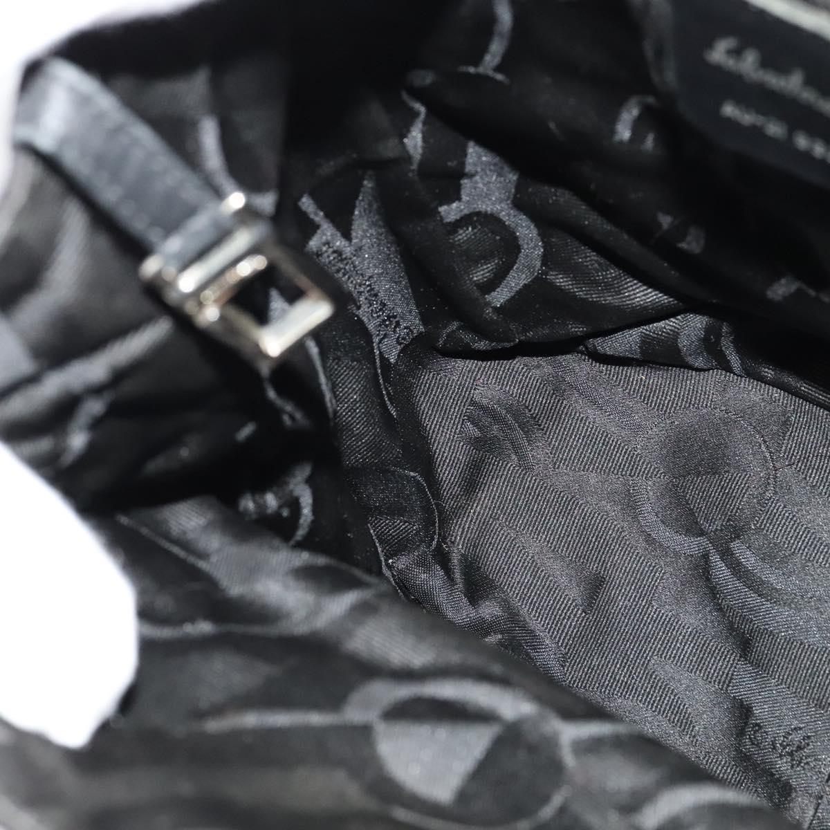 Salvatore Ferragamo Vala Chain Backpack Canvas Black Auth sw532