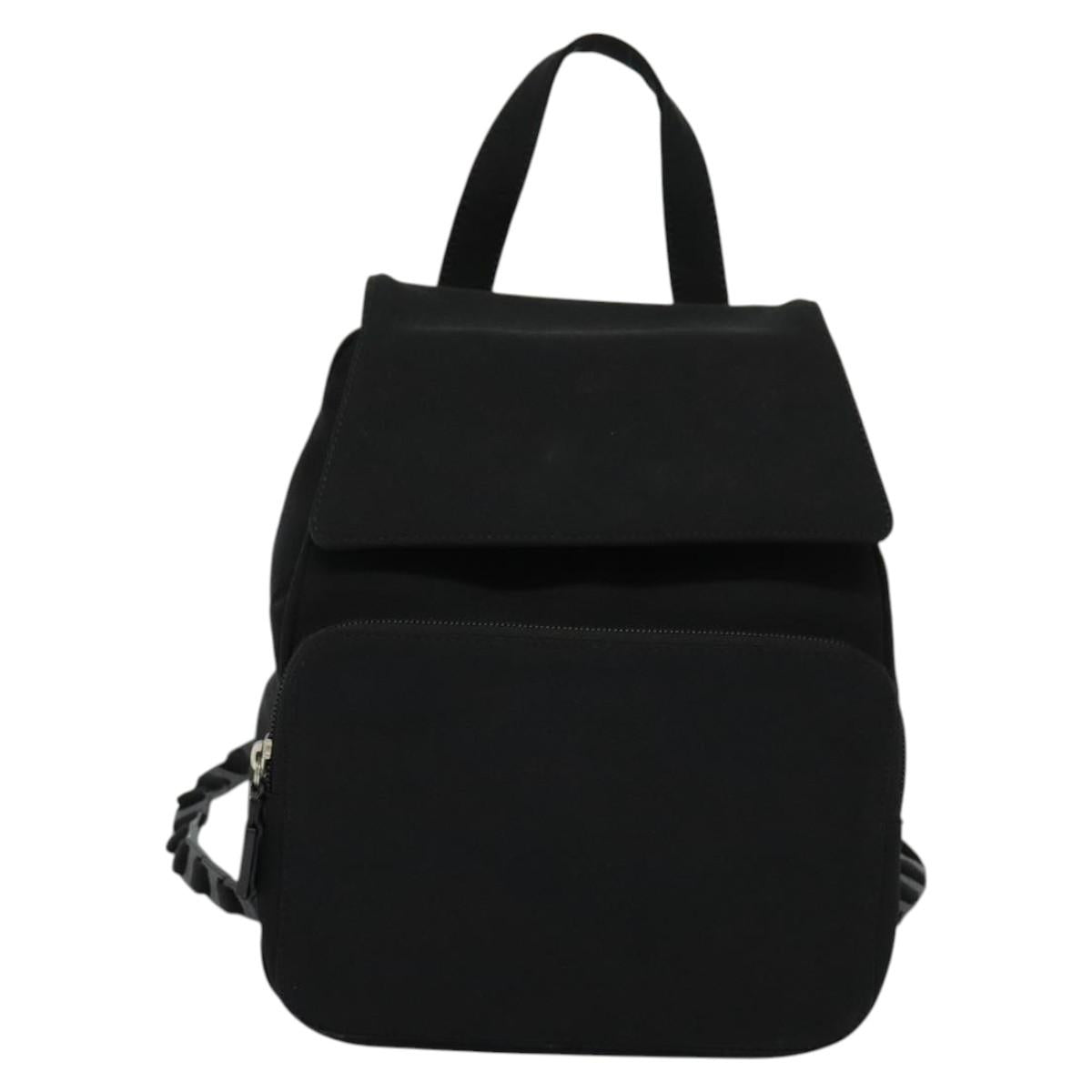 Salvatore Ferragamo Vala Chain Backpack Canvas Black Auth sw532