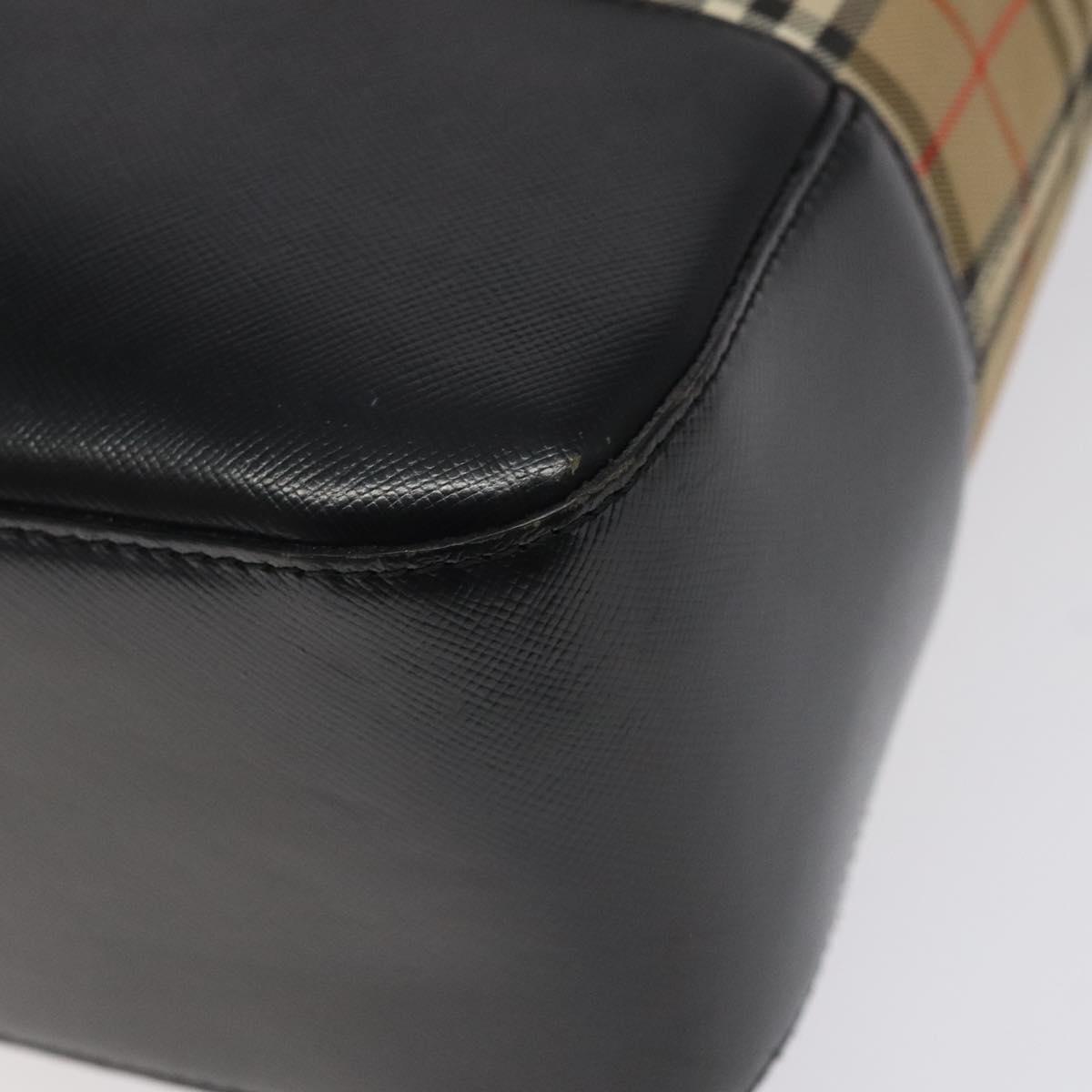 BURBERRY Nova Check Shoulder Bag Canvas Beige Gold Auth sw534