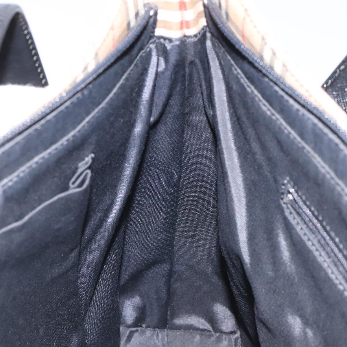 BURBERRY Nova Check Shoulder Bag Canvas Beige Gold Auth sw534