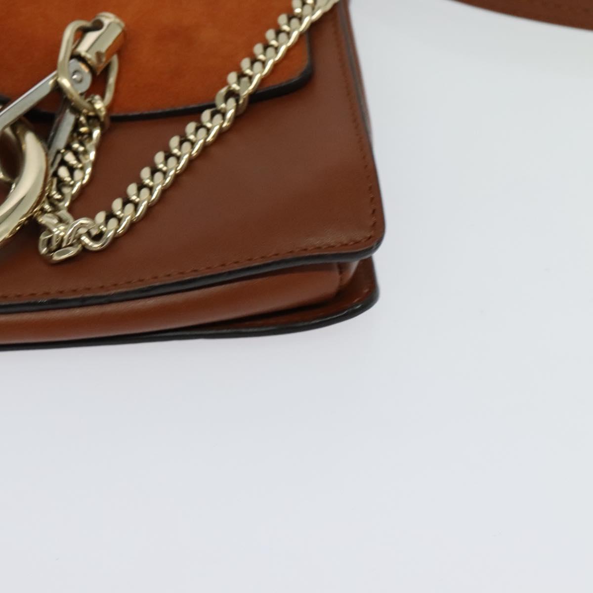 Chloe Fay Shoulder Bag Suede Leather Orange Gold Auth sw537