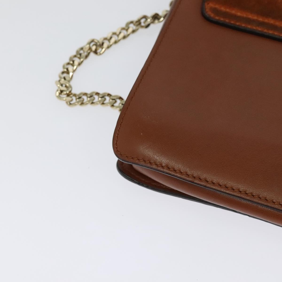Chloe Fay Shoulder Bag Suede Leather Orange Gold Auth sw537
