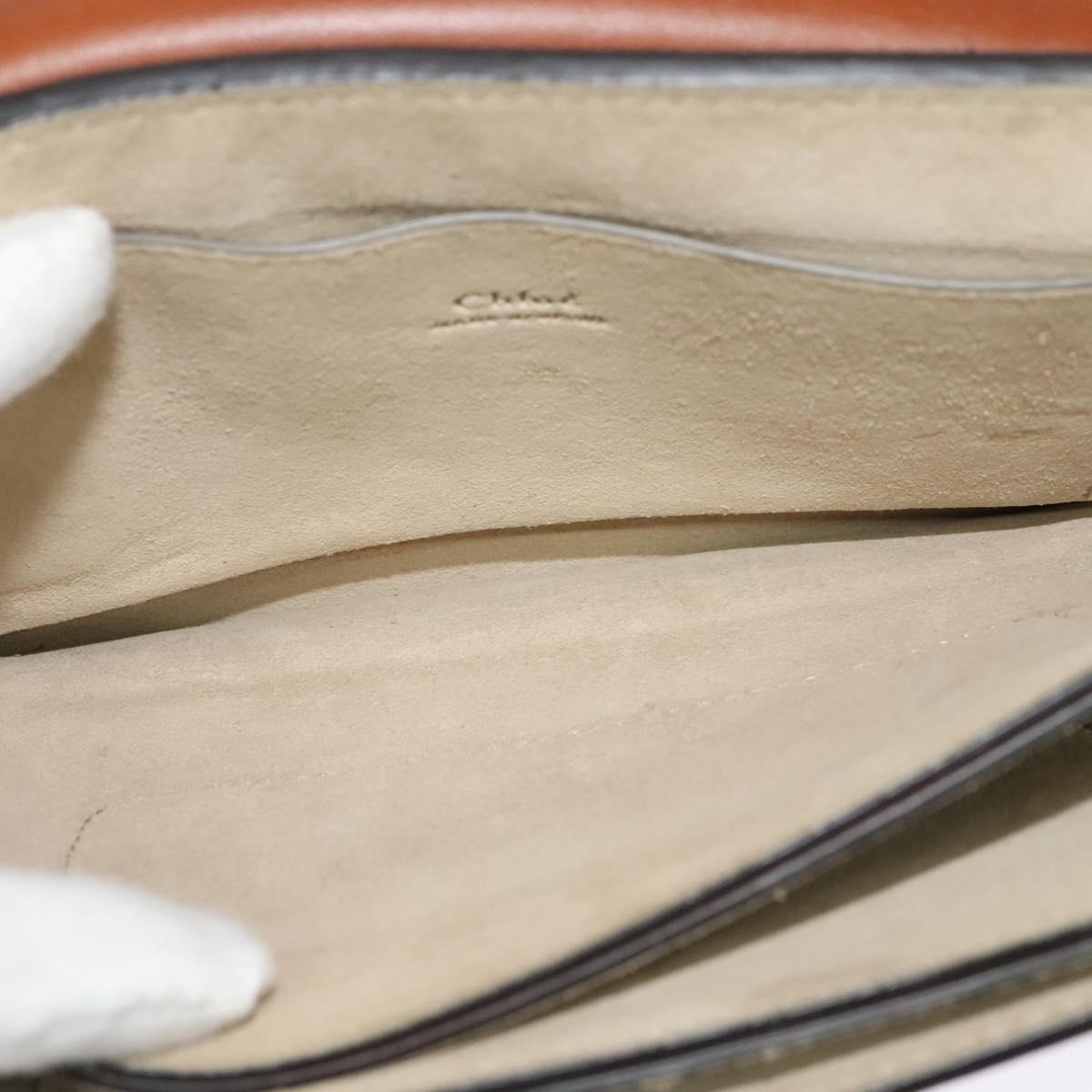 Chloe Fay Shoulder Bag Suede Leather Orange Gold Auth sw537