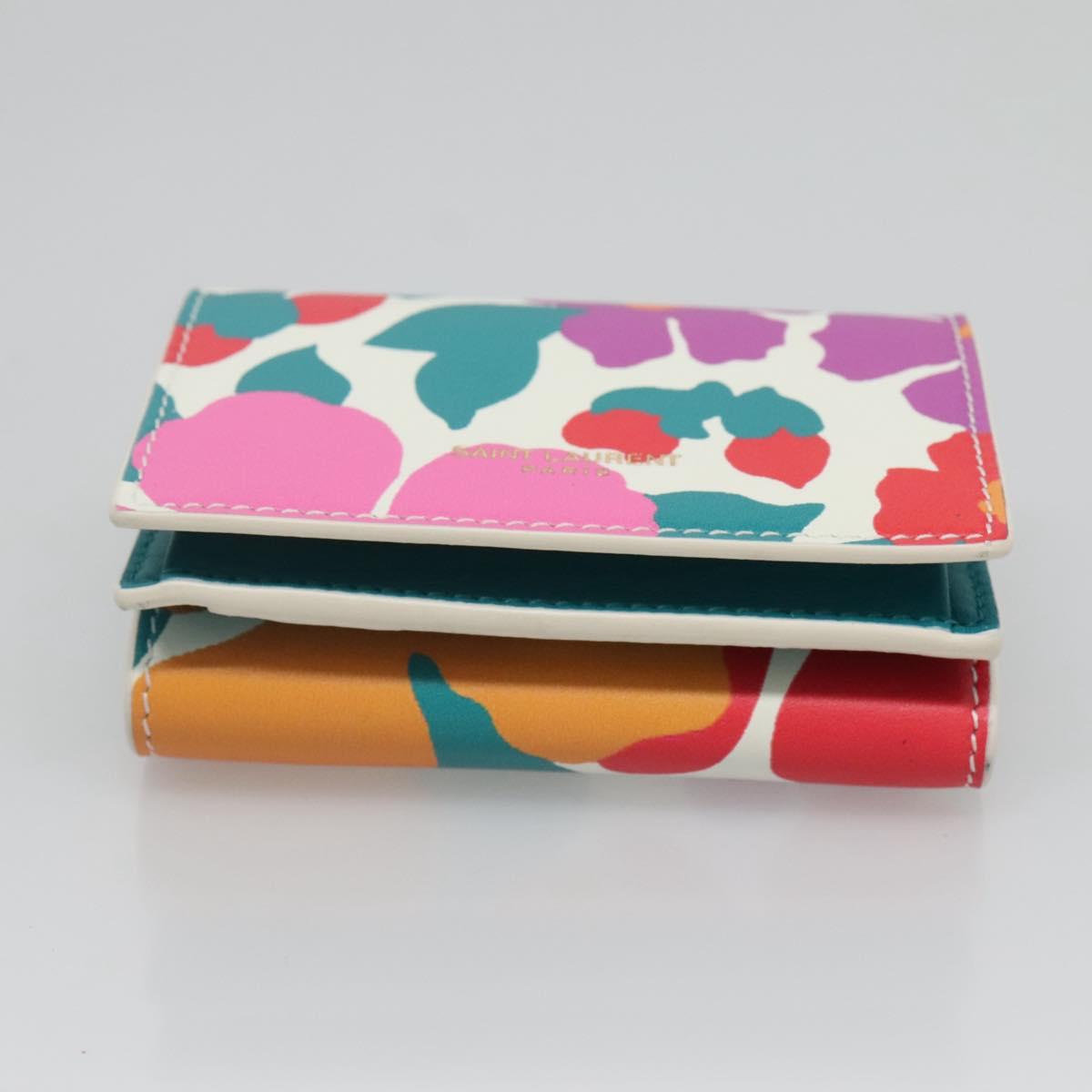 SAINT LAURENT Wallet Leather Gold White Auth sw546