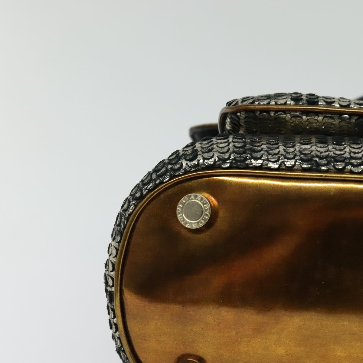 BVLGARI Leoni Hand Bag Leather 2way Gold Auth sw547