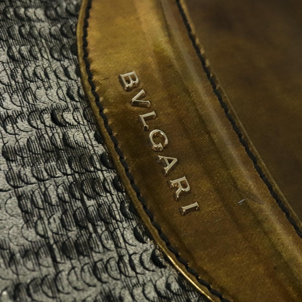 BVLGARI Leoni Hand Bag Leather 2way Gold Auth sw547