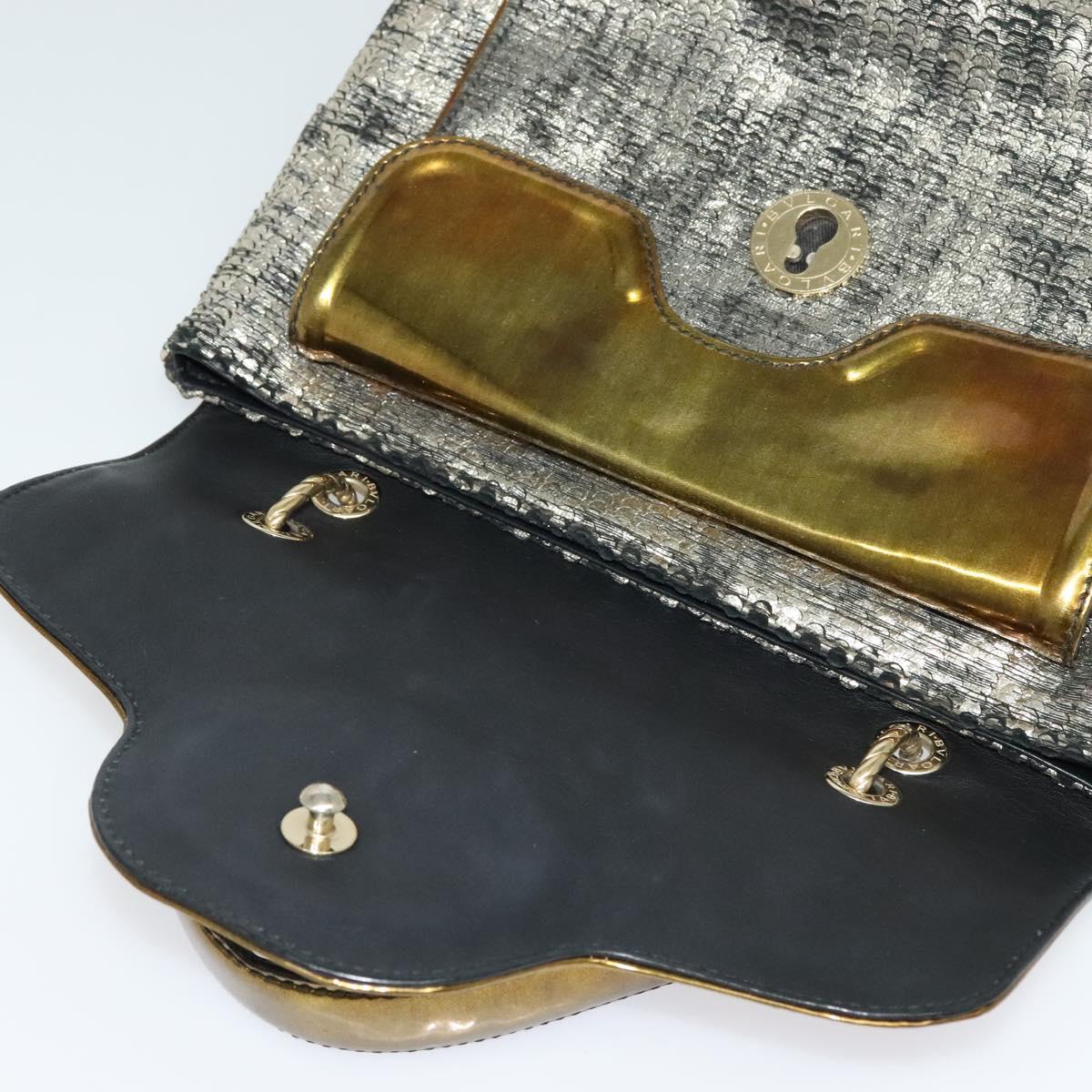 BVLGARI Leoni Hand Bag Leather 2way Gold Auth sw547