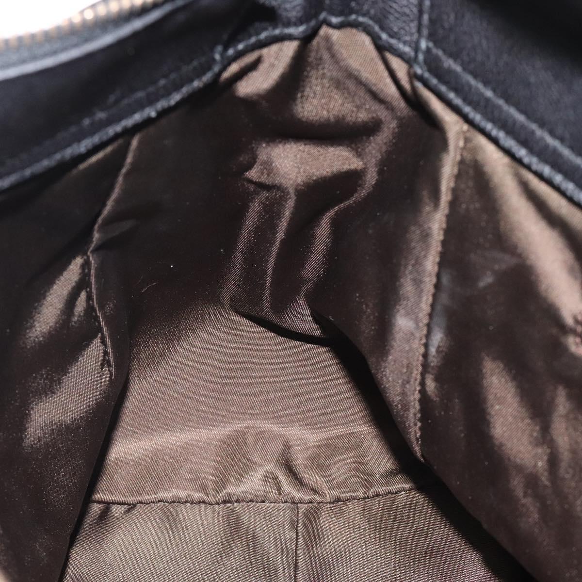 BVLGARI Shoulder Bag Leather Black Gold Auth sw548