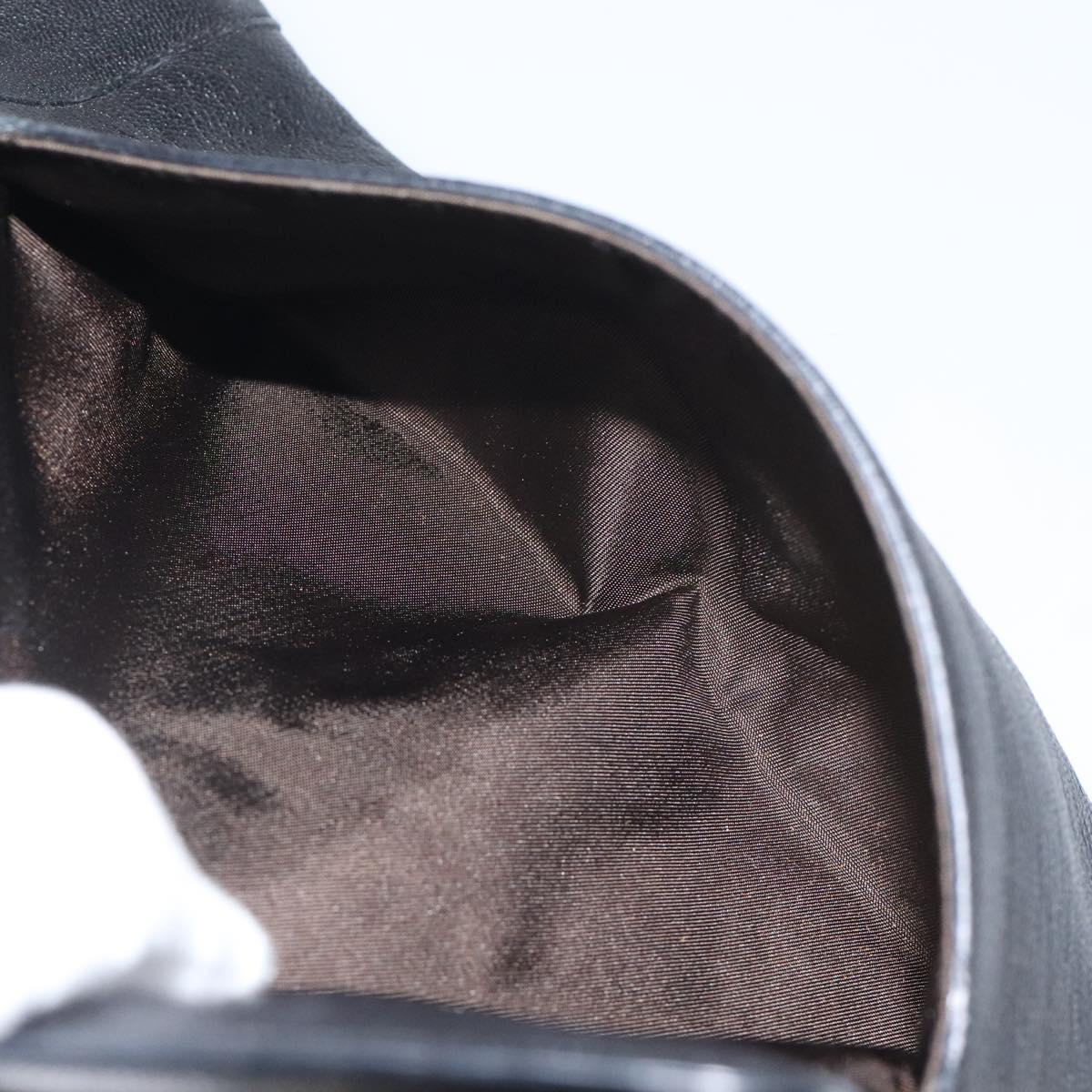 BVLGARI Shoulder Bag Leather Black Gold Auth sw548