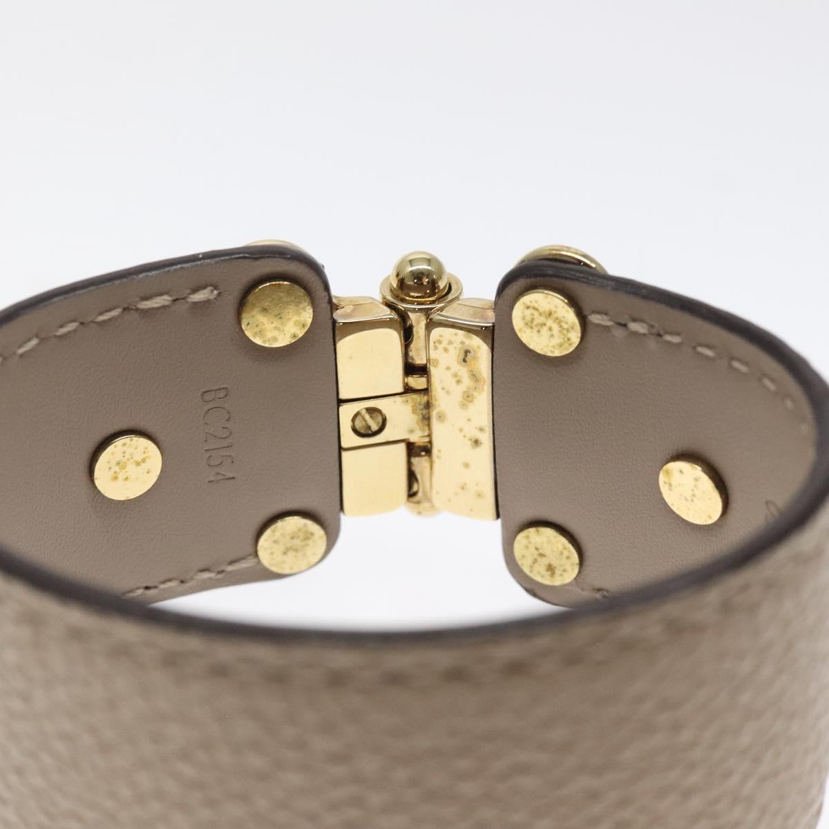LOUIS VUITTON Brass Save Bracelet Leather Beige M6750 LV Auth sw557