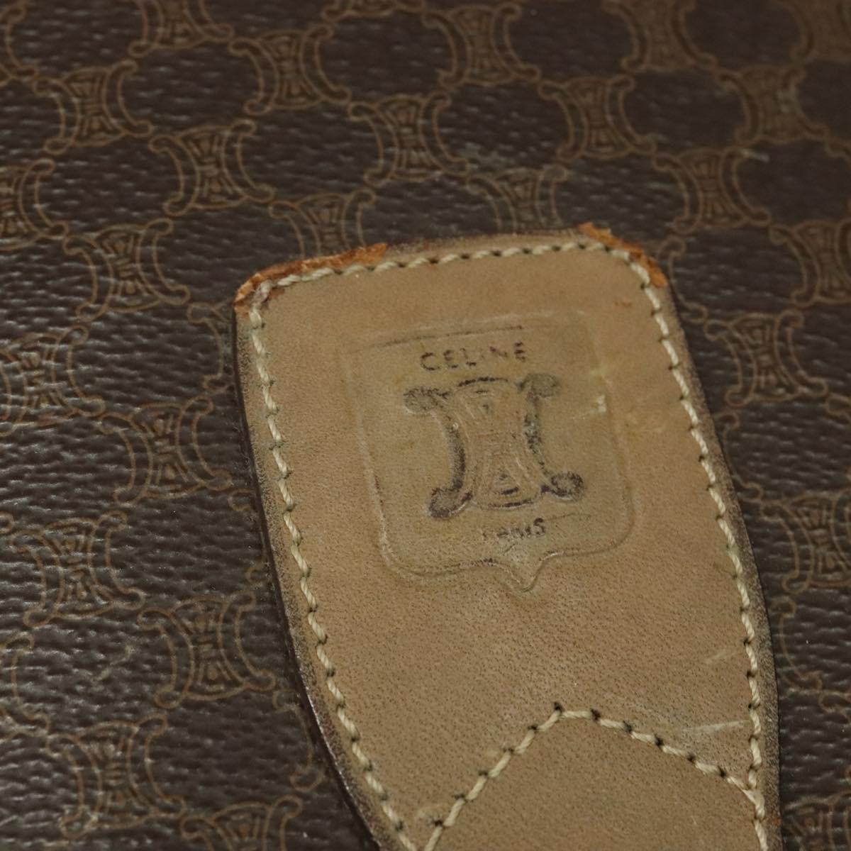 CELINE Macadam Canvas Shoulder Bag PVC Leather Brown Gold Auth sw561