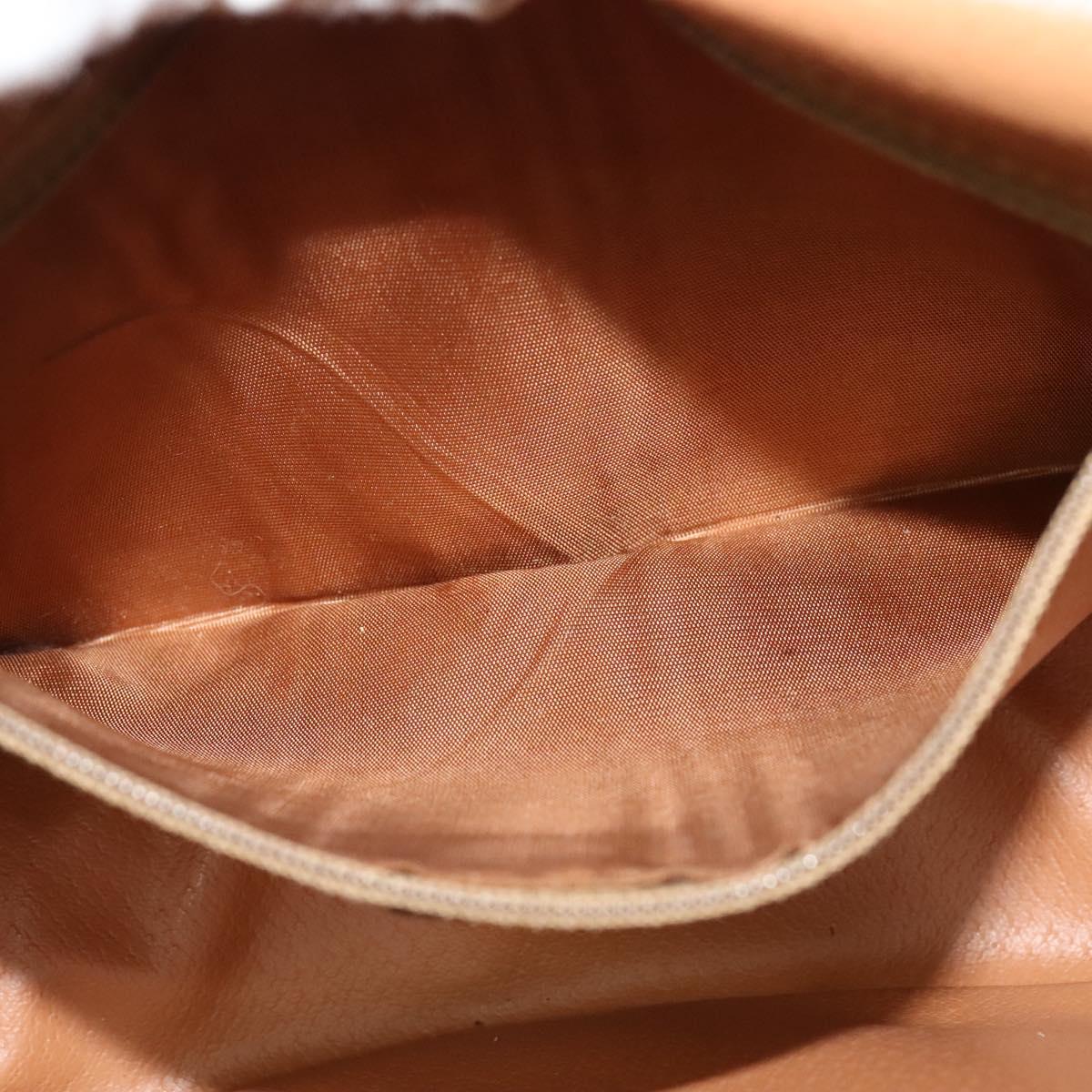 CELINE Macadam Canvas Shoulder Bag PVC Leather Brown Gold Auth sw561