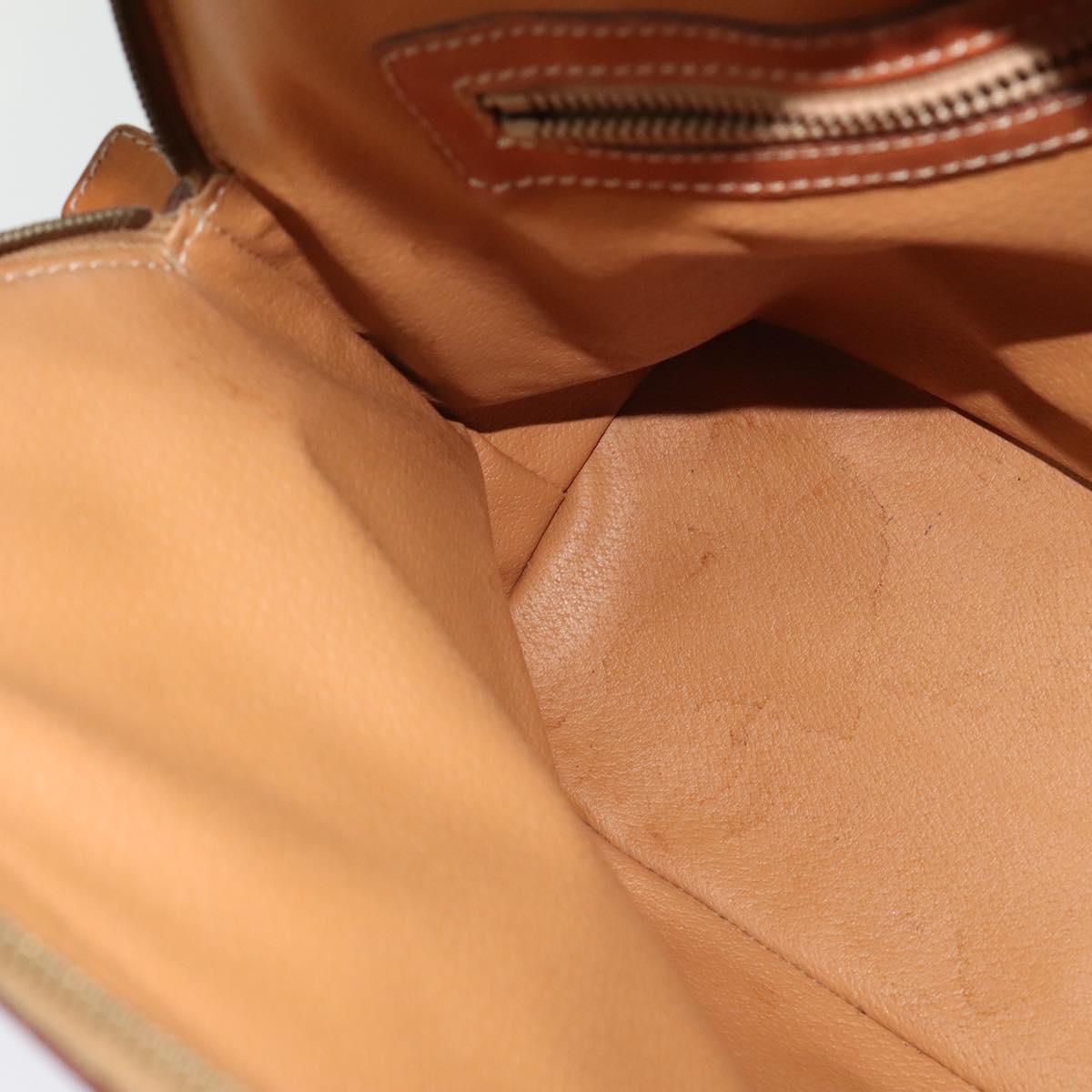 CELINE Macadam Canvas Hand Bag PVC Leather Brown Gold Auth sw562