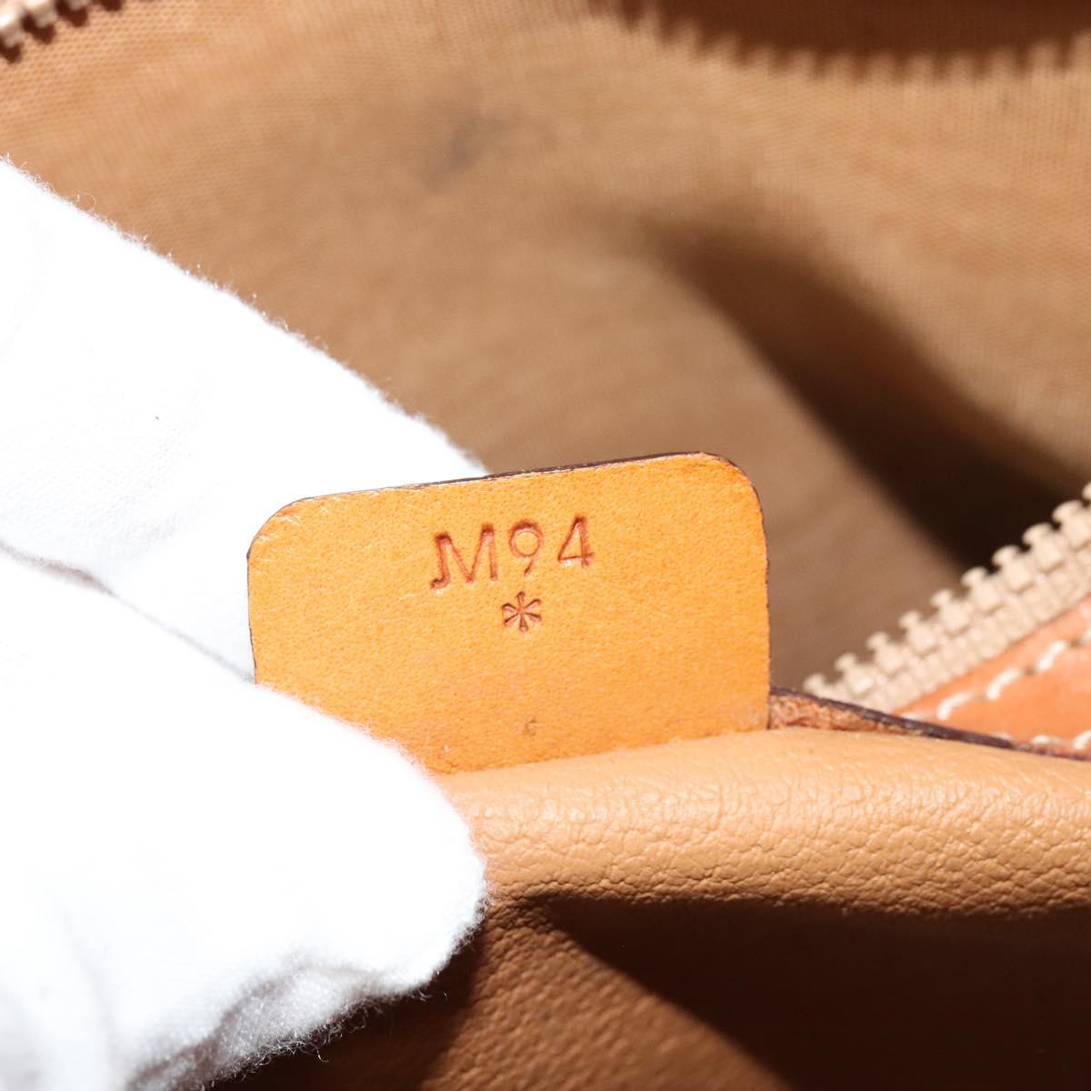 CELINE Macadam Canvas Hand Bag PVC Leather Brown Gold Auth sw562