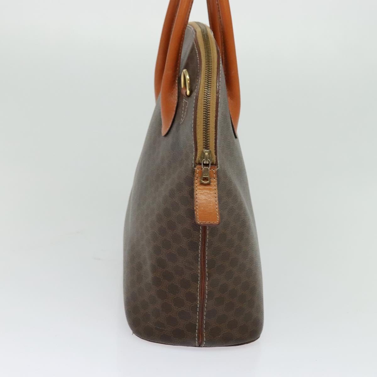 CELINE Macadam Canvas Hand Bag PVC Leather Brown Gold Auth sw562