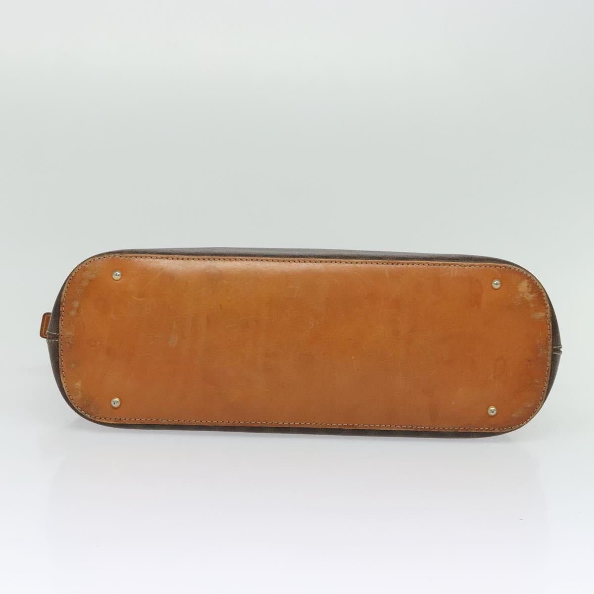 CELINE Macadam Canvas Hand Bag PVC Leather Brown Gold Auth sw562