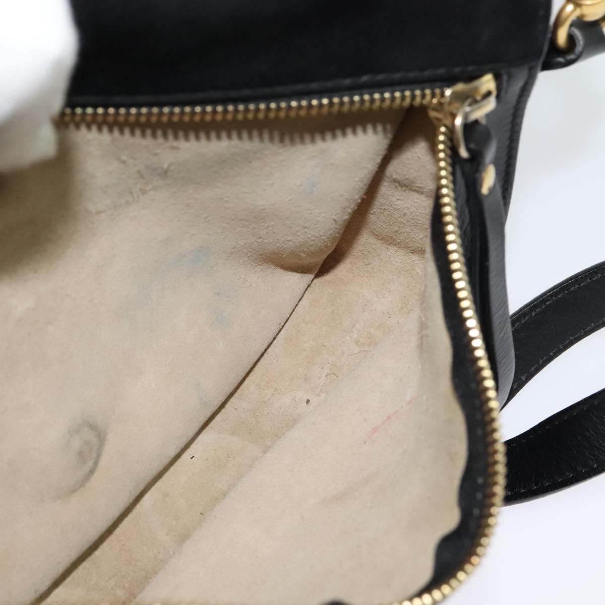Chloe Curtis Shoulder Bag Suede Black Gold Auth sw587