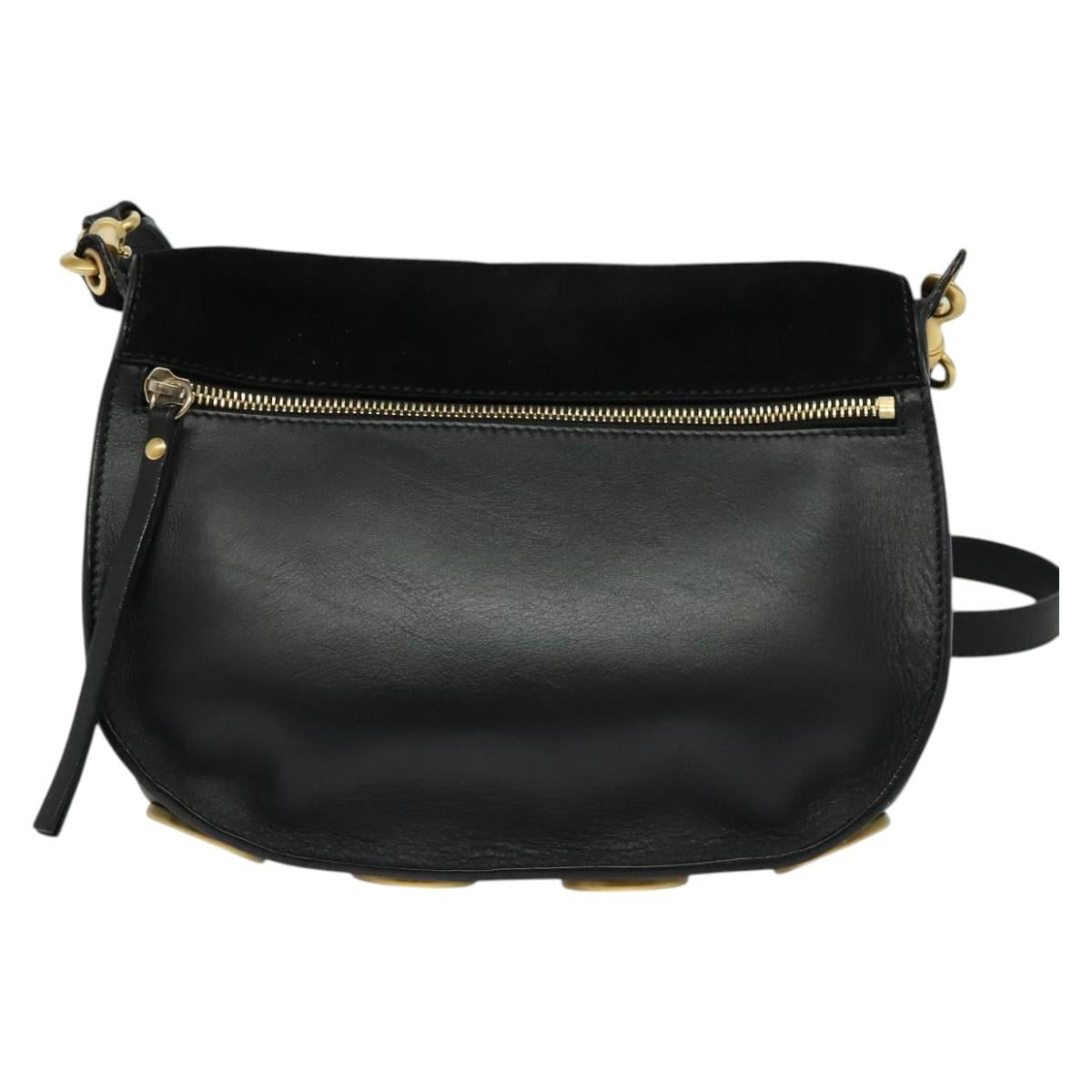 Chloe Curtis Shoulder Bag Suede Black Gold Auth sw587