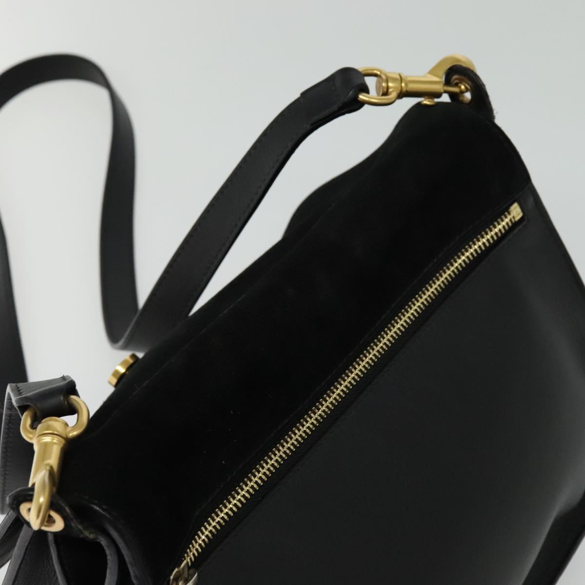 Chloe Curtis Shoulder Bag Suede Black Gold Auth sw587