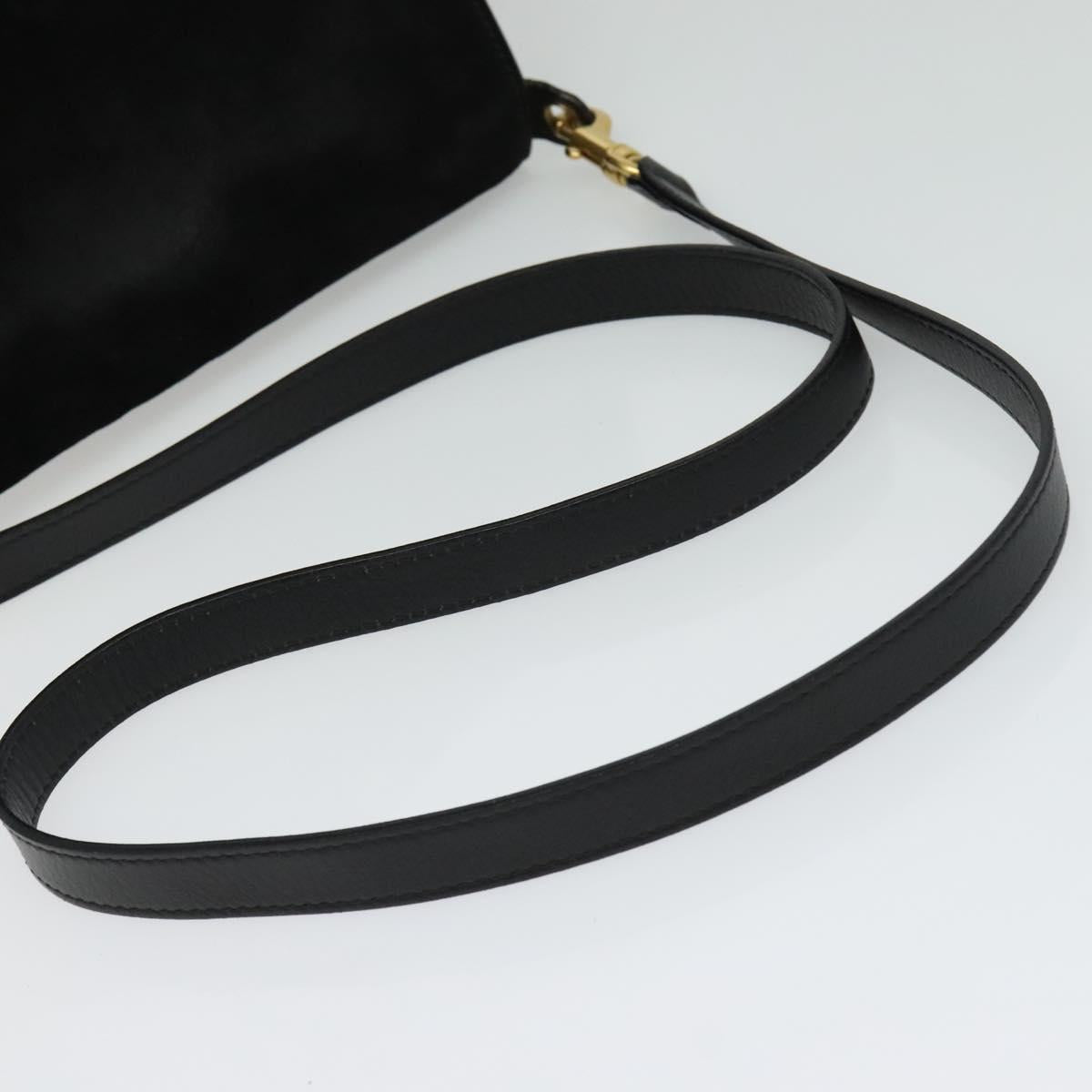 Chloe Curtis Shoulder Bag Suede Black Gold Auth sw587