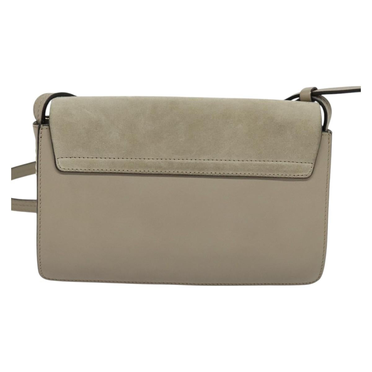 Chloe Fay Shoulder Bag Suede Leather Gray Gold Auth sw588