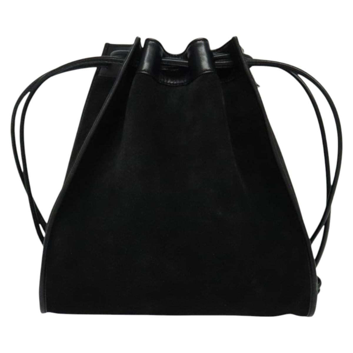 GUCCI Shoulder Bag Suede Black Auth sw595