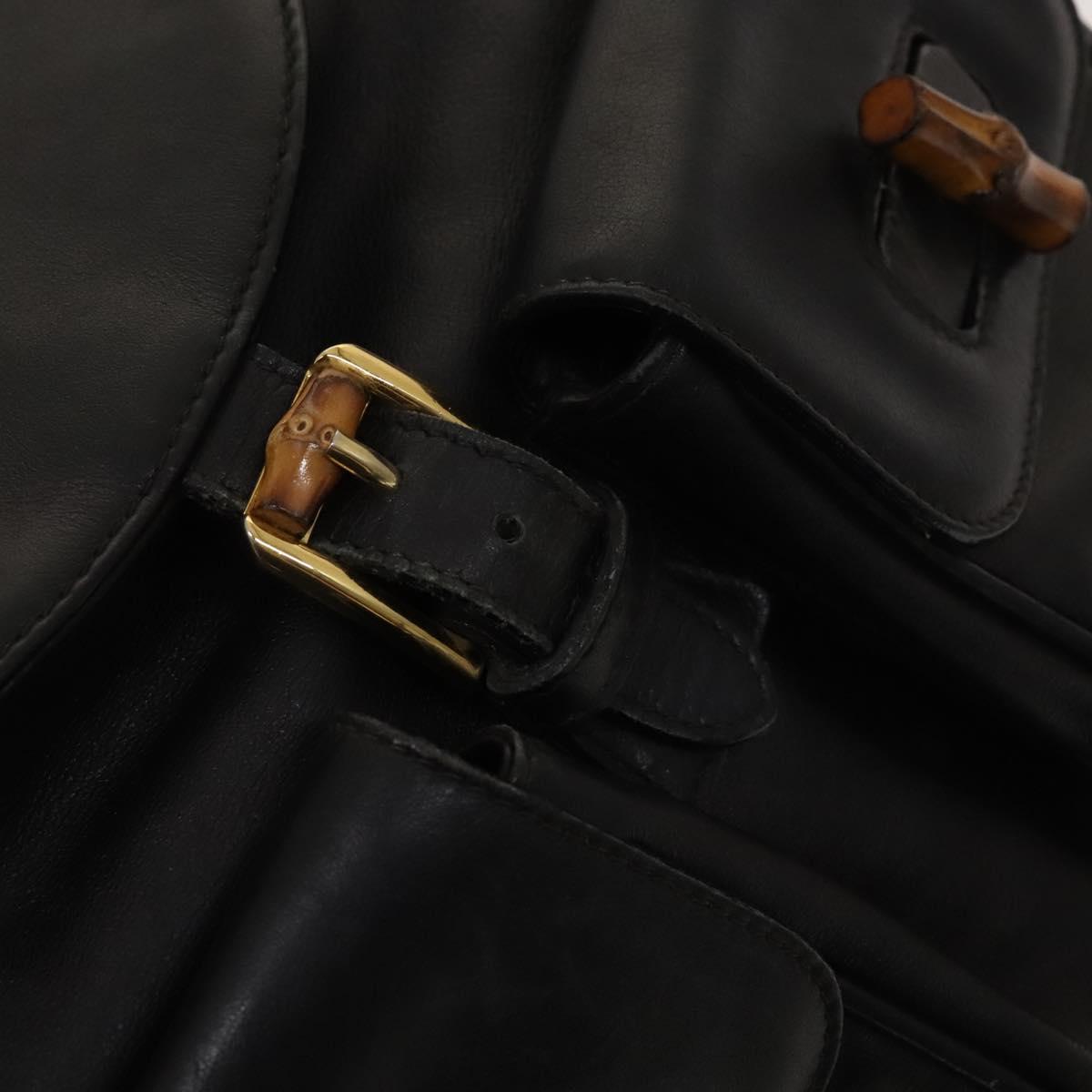 GUCCI Bamboo Backpack Leather Black Gold 003 2058 0016 Auth sw598