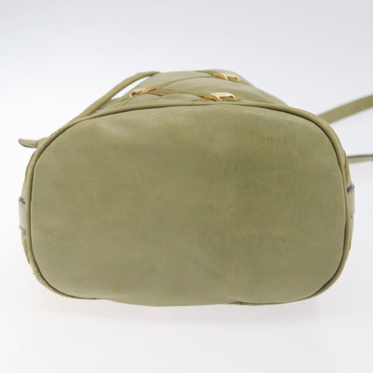 Salvatore Ferragamo Shoulder Bag Leather Green Gold Auth sw600