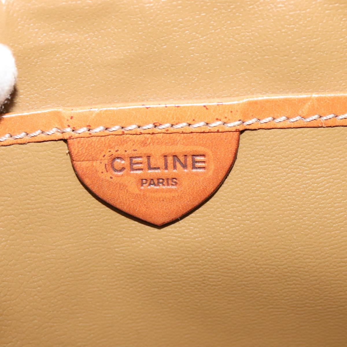 CELINE Macadam Canvas Hand Bag PVC Beige Gold Auth sw601
