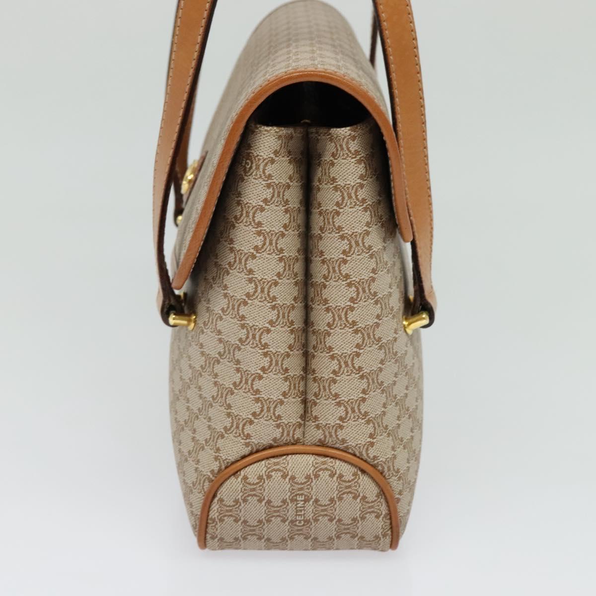 CELINE Macadam Canvas Hand Bag PVC Beige Gold Auth sw601