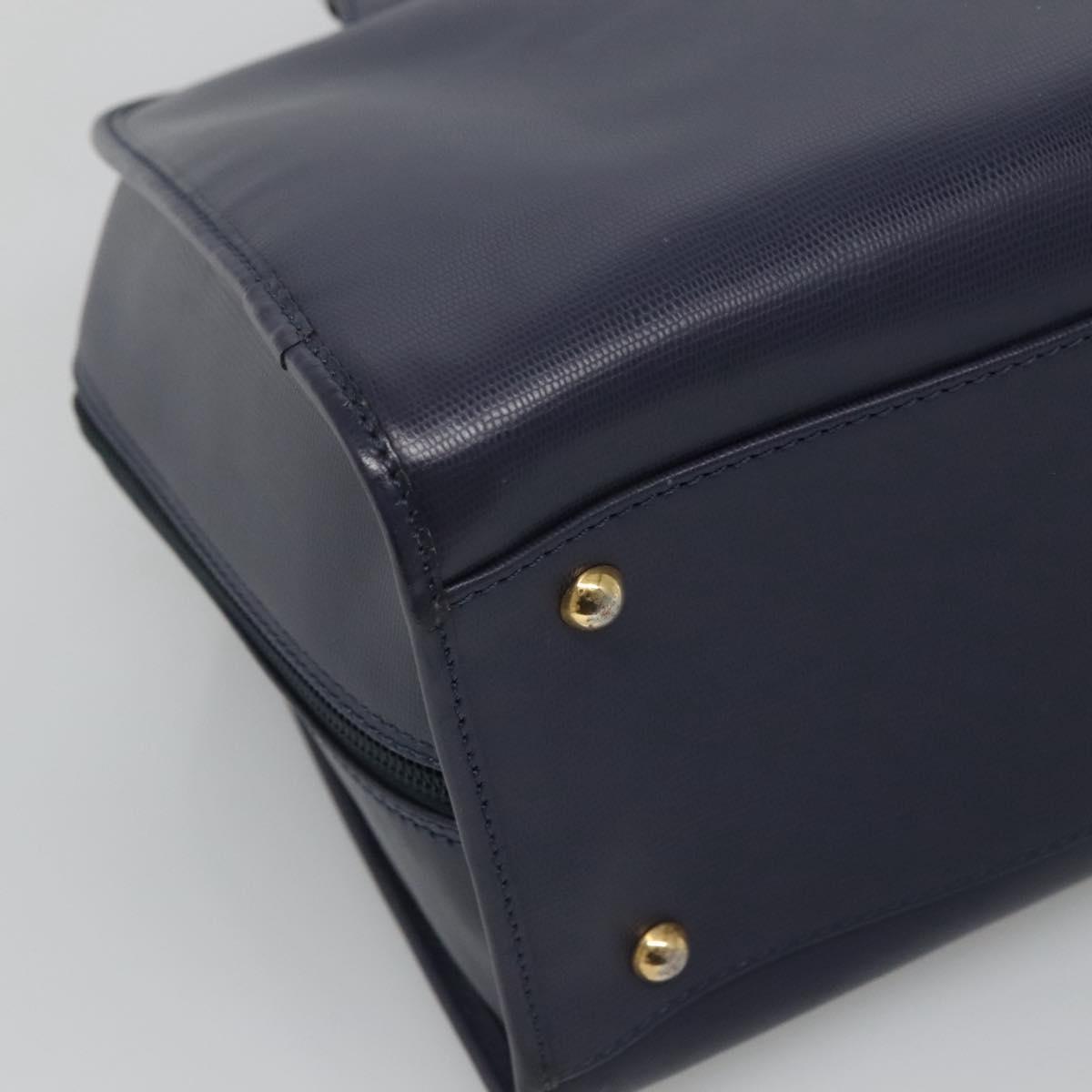 CELINE Hand Bag Leather Blue Gold Auth sw602