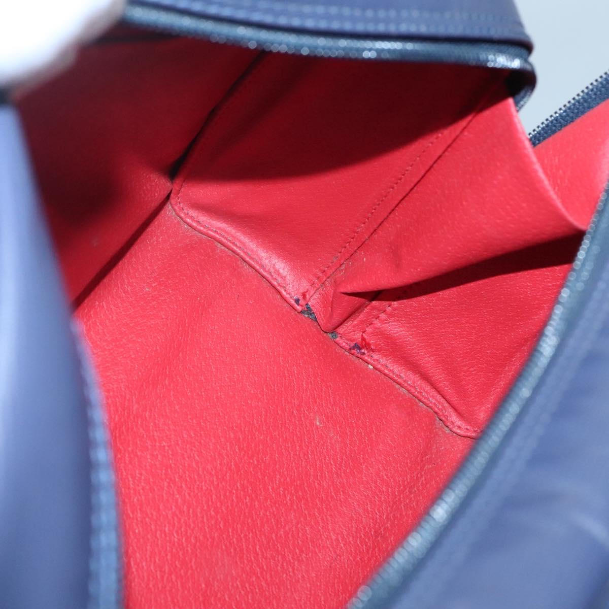 CELINE Hand Bag Leather Blue Gold Auth sw602