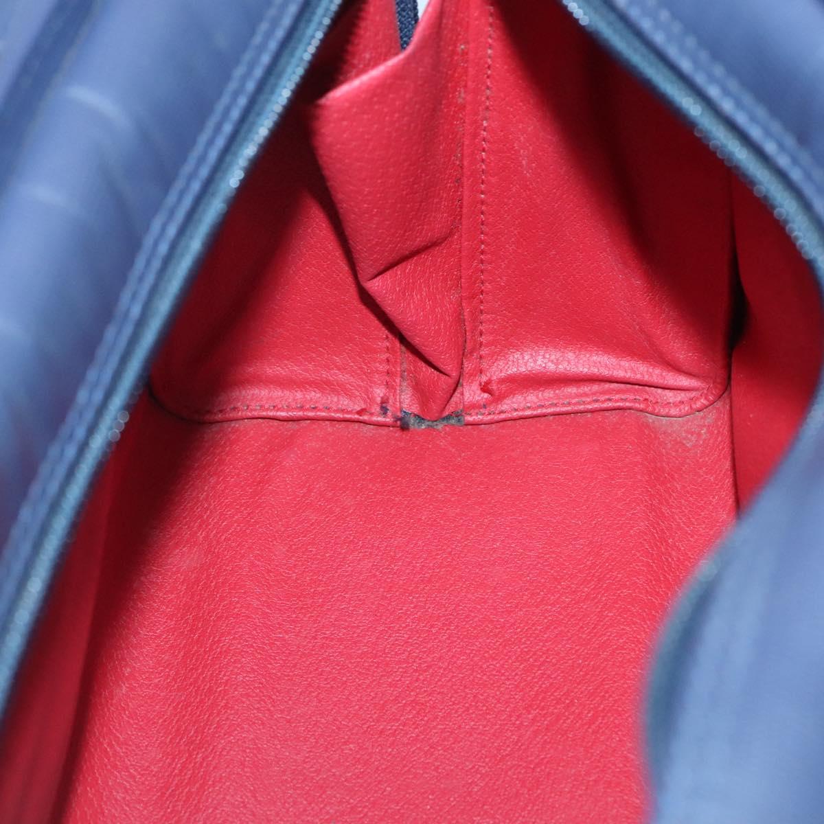 CELINE Hand Bag Leather Blue Gold Auth sw602