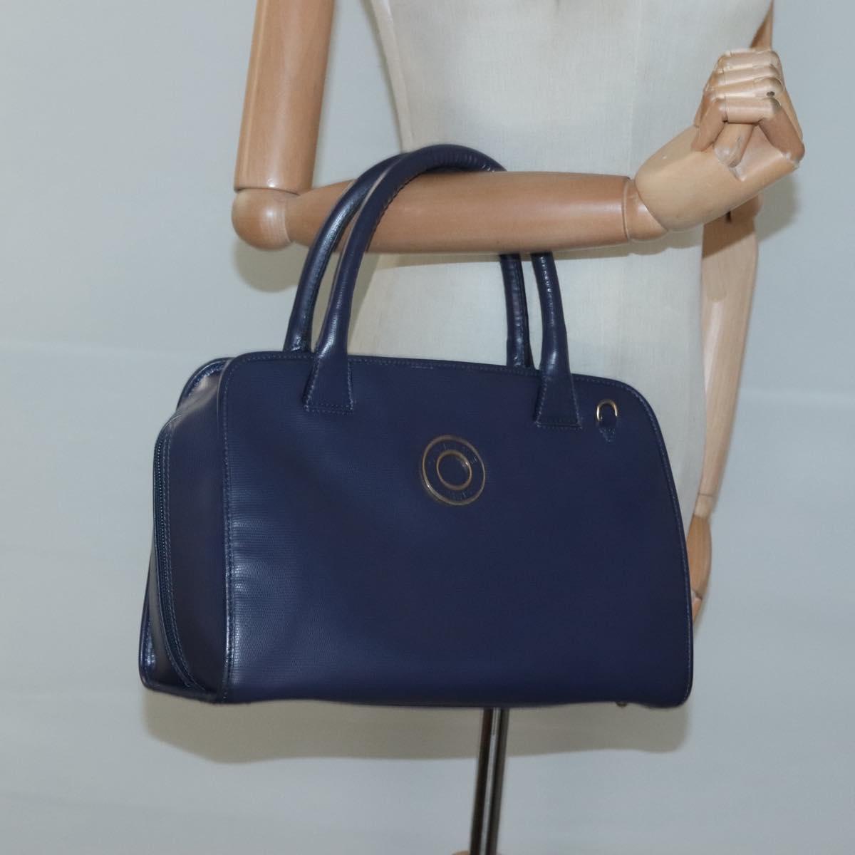 CELINE Hand Bag Leather Blue Gold Auth sw602